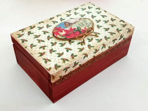 διακοσμητικό ξύλινο κουτί χριστουγεννιάτικο