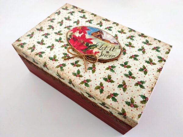 διακοσμητικό ξύλινο κουτί χριστουγεννιάτικο