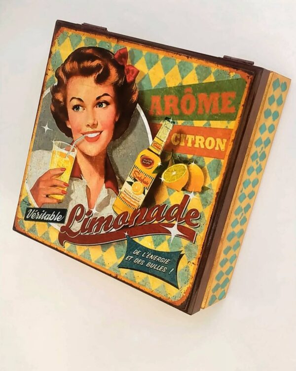 χειροποίητο vintage σετ σουβέρ και κουτί Limonade